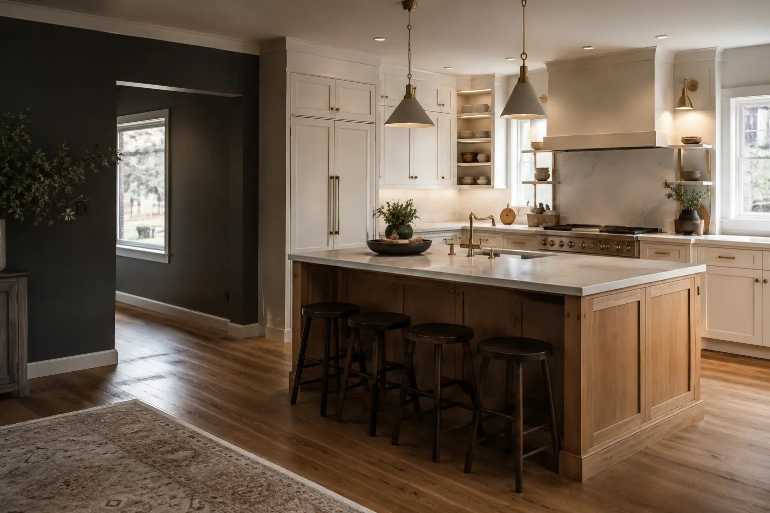 Bright remodeled kitchen with custom cabinetry