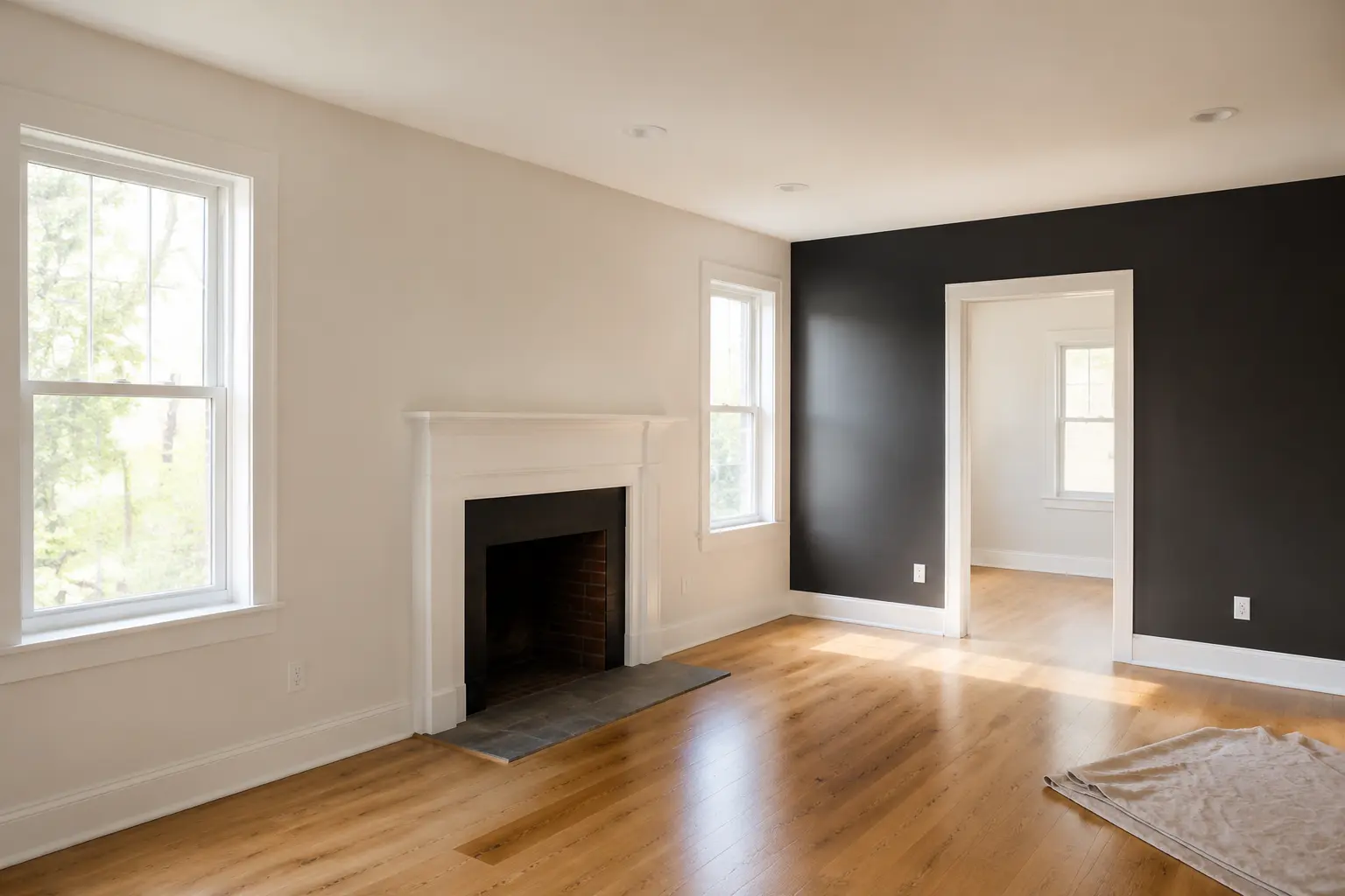 Freshly painted custom living room interior